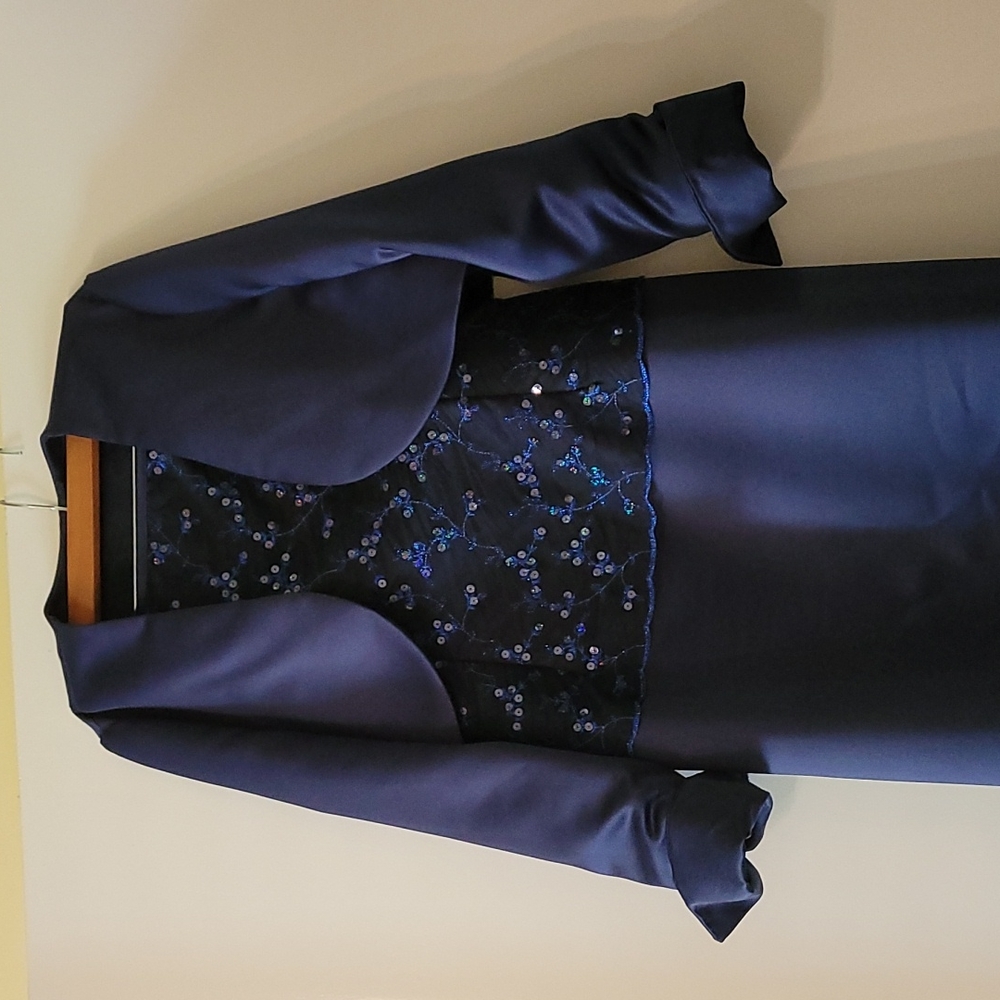 Formal strapless navy dress w bolero jacket